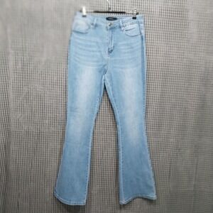Flying Banana Women Jeans Flare High Rise Stretch LB-2 Size 8 Light Wash Blue